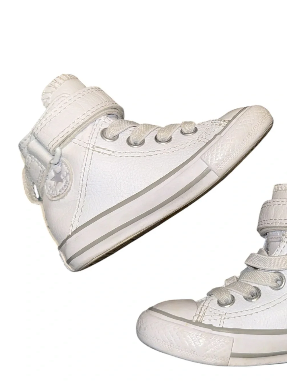Converse Unisex Brea Toddler White High-Top Sneakers with Strap, Chuck taylor